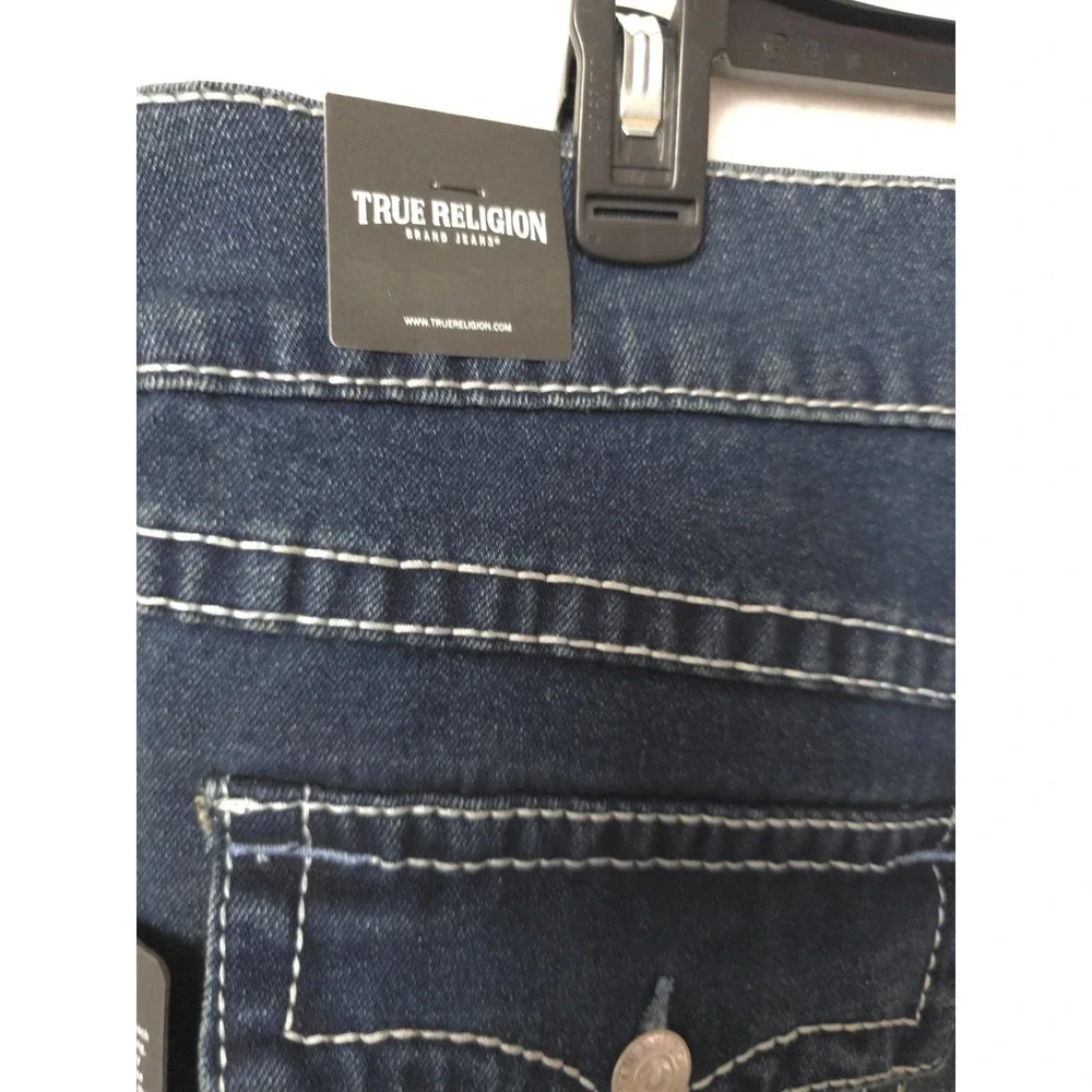 Men's True Religion Rocco Big T Flap Relaxed Skinny Jeans 36x32 700677 Dark Wash